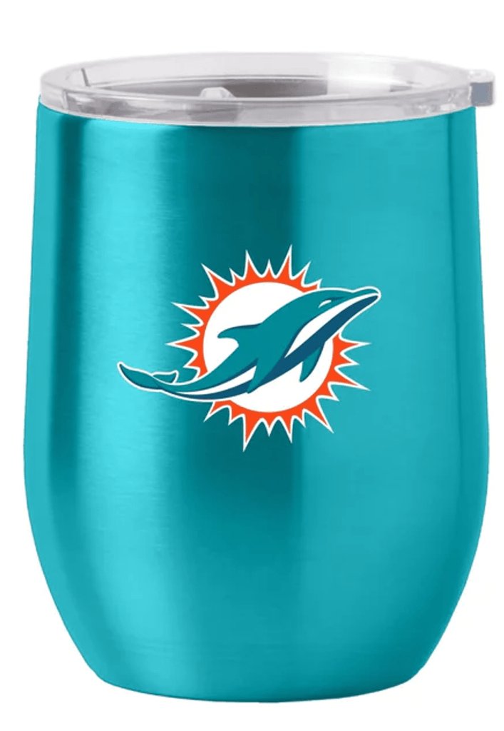 Drinkware Miami Dolphins Travel Tumbler 16oz Stainless Steel Curved 806293812692