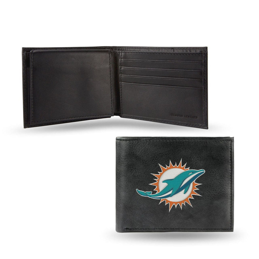 Miami Dolphins Miami Dolphins Wallet Billfold Leather Embroidered Black Alternate 767345484468