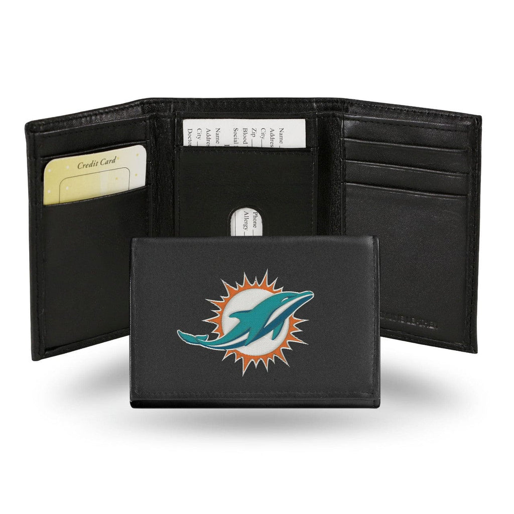 Wallet Leather Trifold Miami Dolphins Wallet Trifold Leather Embroidered Alternate Design 767345484475