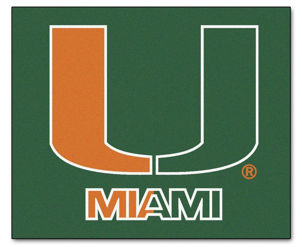 Door Mat 5x6 Miami Hurricanes Area Rug - Tailgater, 'U' Design - Special Order 846104044621