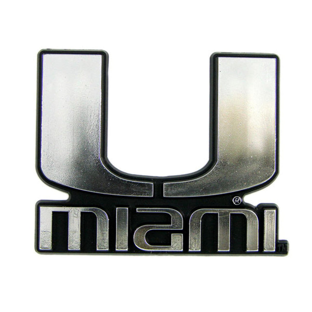 Auto Emblem Chrome Miami Hurricanes Auto Emblem - Silver 681620034226