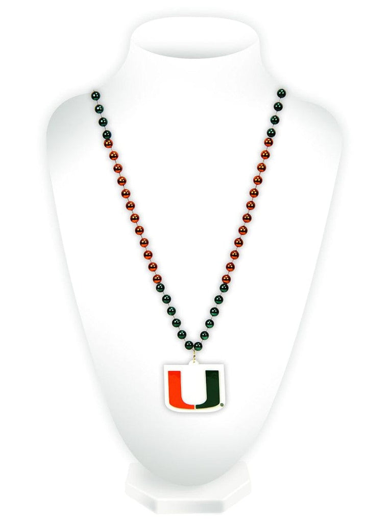 Jewelry Neck Beads Mdln Mardi G Miami Hurricanes Beads with Medallion Mardi Gras Style 094746546694