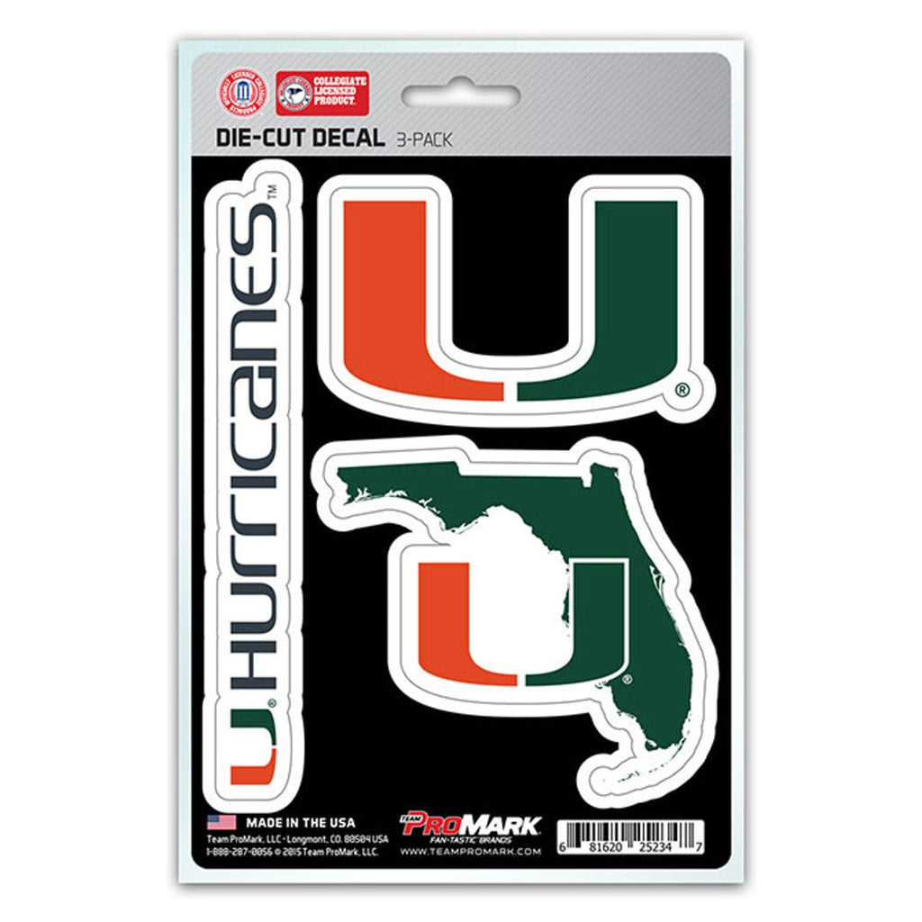 Decal Die Cut Teams 3 Pack Miami Hurricanes Decal Die Cut Team 3 Pack 681620252347