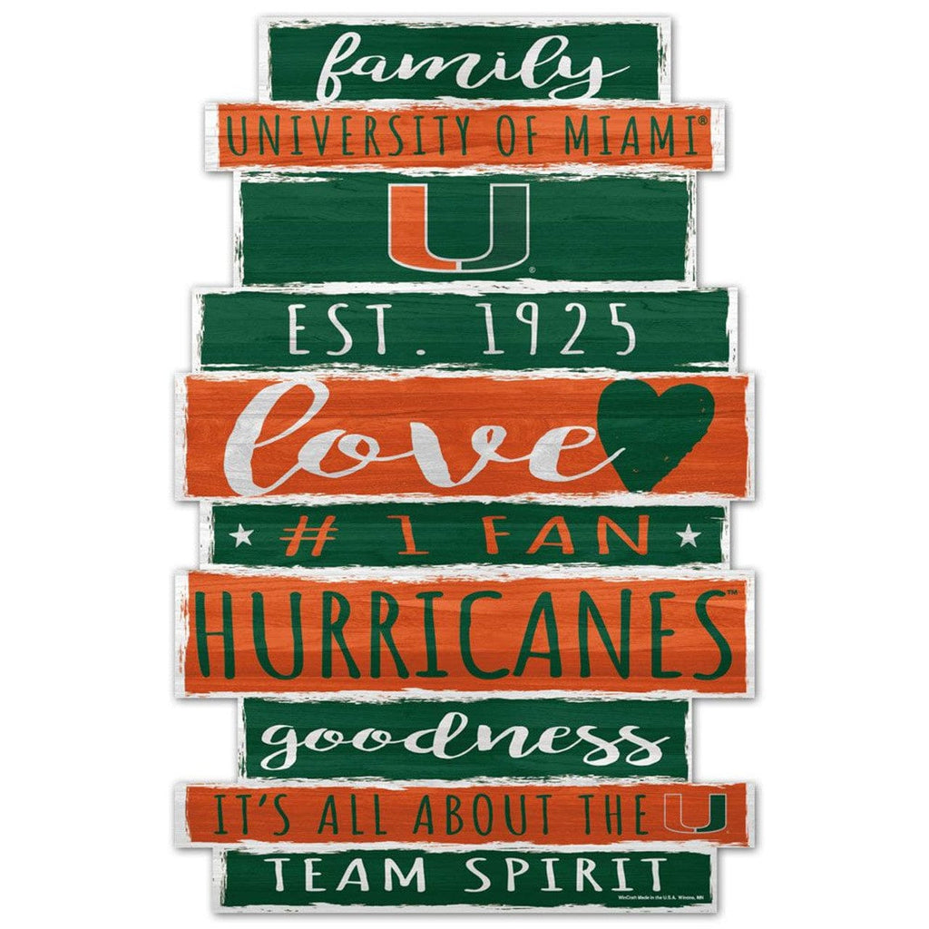 Sign 11x17 Established Home Miami Hurricanes Sign 11x17 Wood Family Word Design 032085610683
