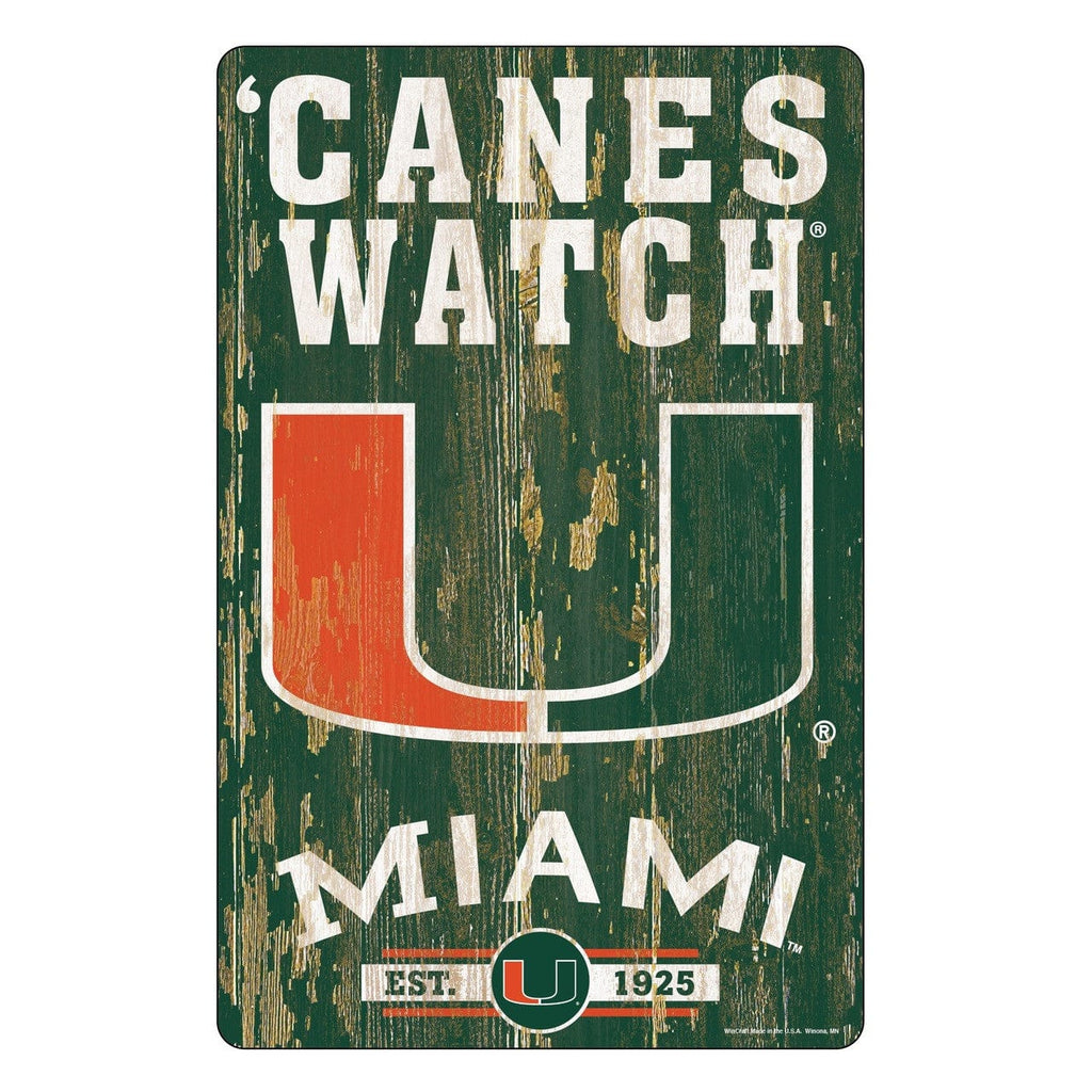 Sign 11x17 Slogan Miami Hurricanes Sign 11x17 Wood Slogan Design 032085626059