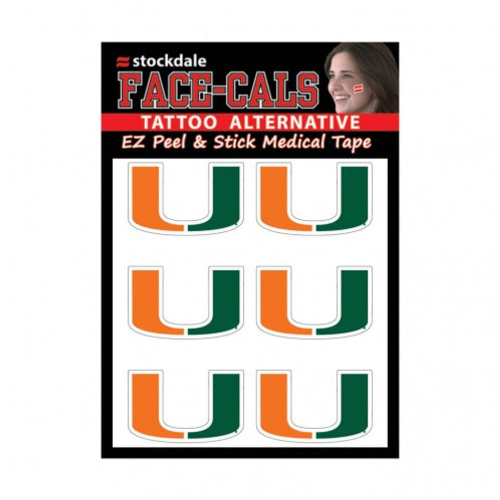 Face Cals Miami Hurricanes Tattoo Face Cals Special Order 614934547069