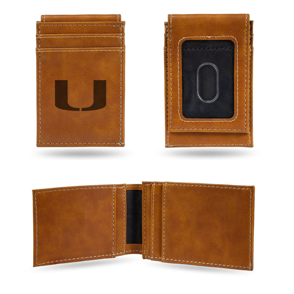 Front Pocket Wallet Miami Hurricanes Wallet Front Pocket Laser Engraved 767345892997