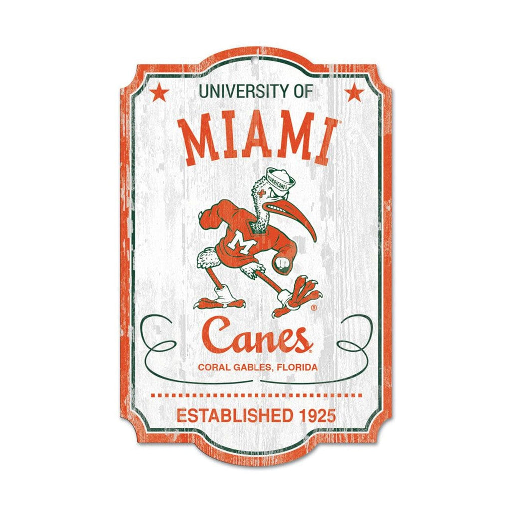 Sign 11x17 Misc. Miami Hurricanes Wood Sign - College Vault - Special Order 032085758156