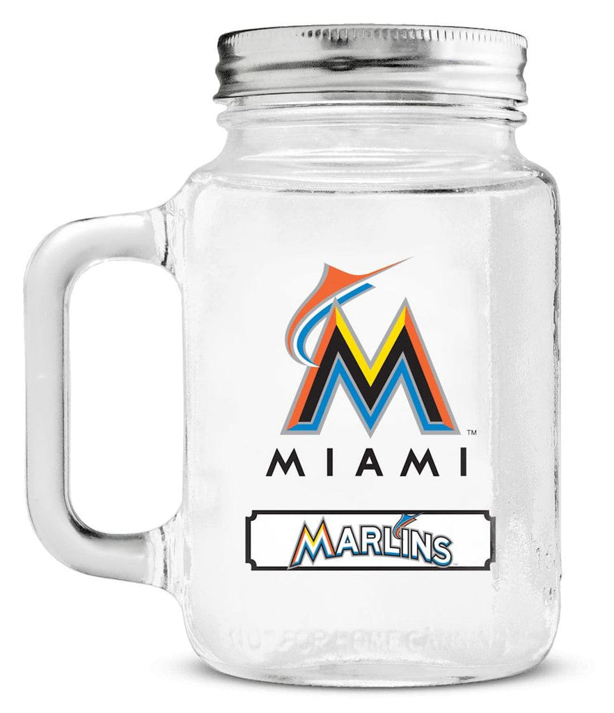 Drink Glass Mason 20 Miami Marlins Mason Jar Glass With Lid 094131018546