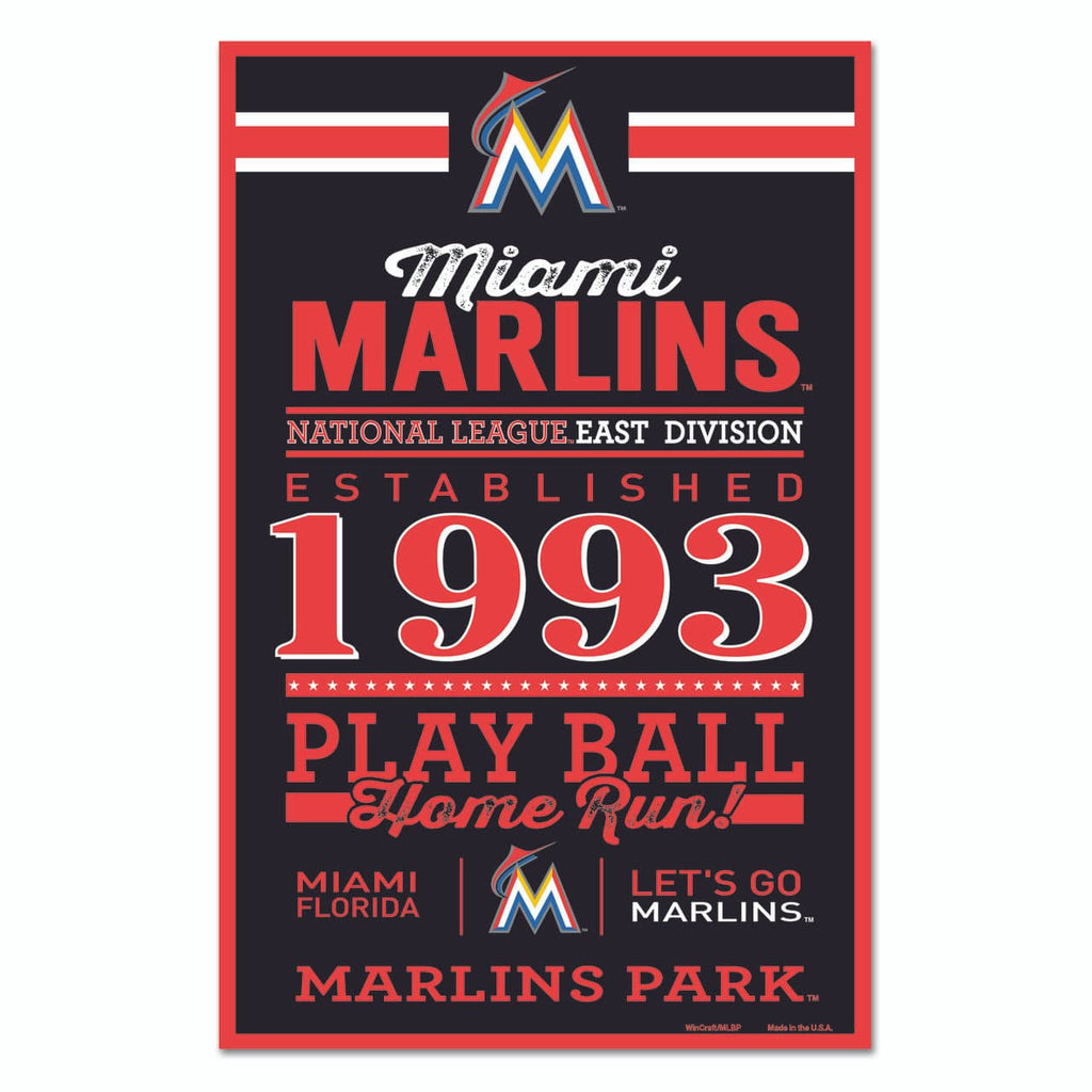 Sign 11x17 Established Home Miami Marlins Sign 11x17 Wood Established Design - Special Order 032085623171