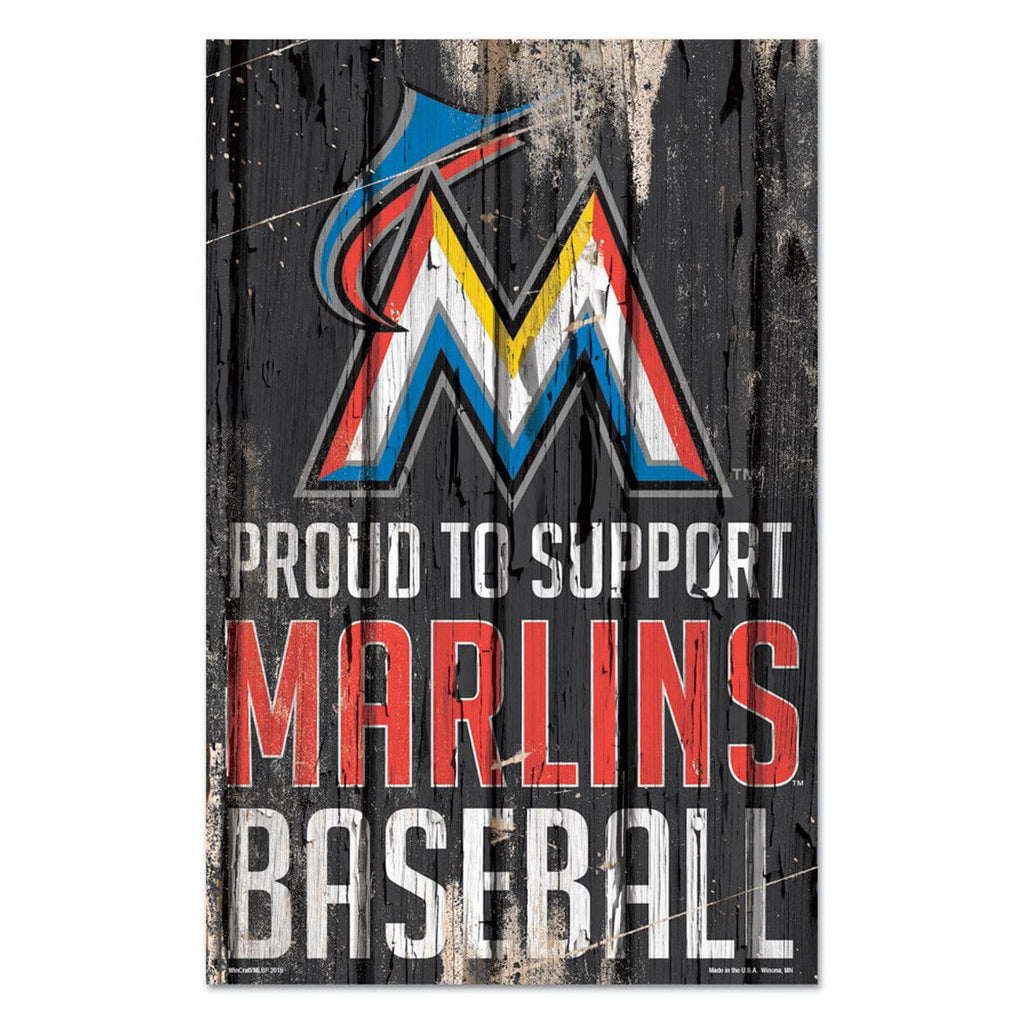 Sign 11x17 Proud To Support Miami Marlins Sign 11x17 Wood Proud to Support Design - Special Order 032085944405