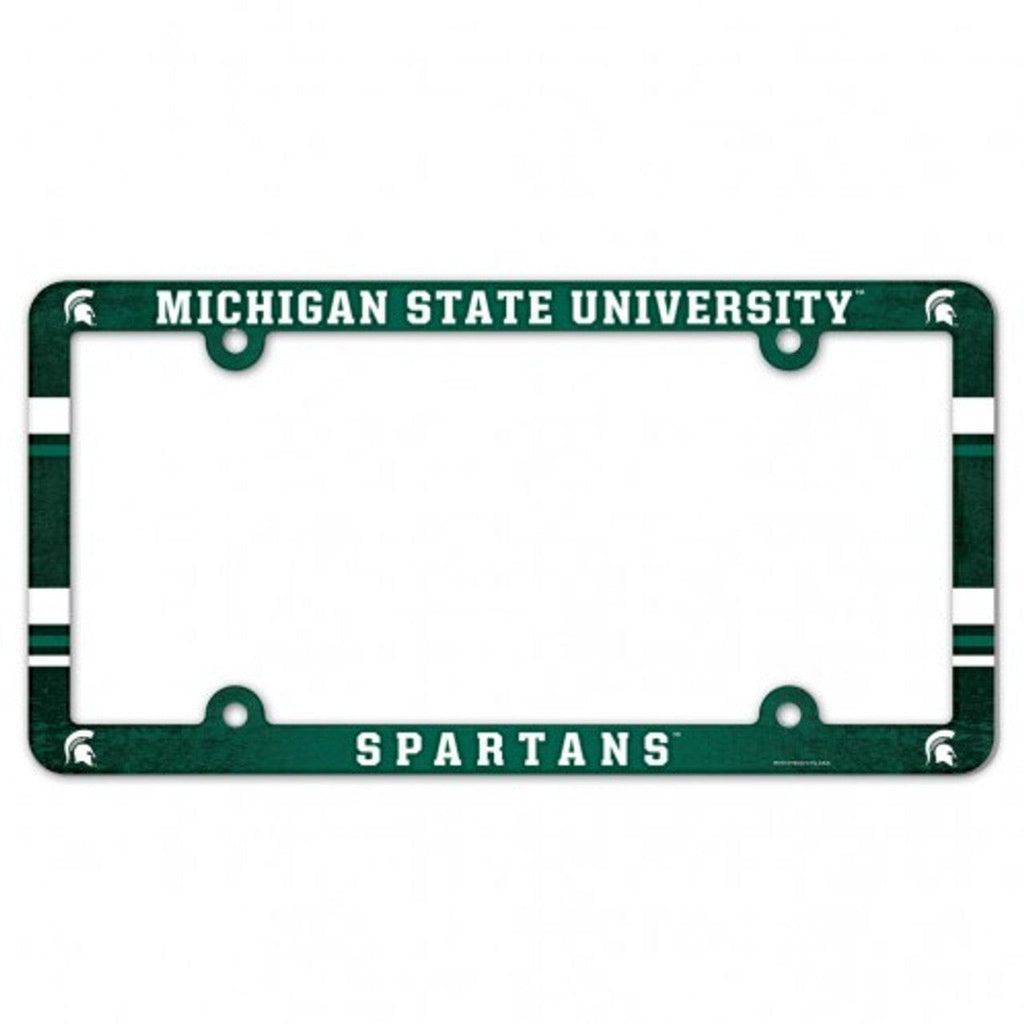 License Frame Plastic Michigan State Spartans Plastic Full Color License Plate Frame 032085973863