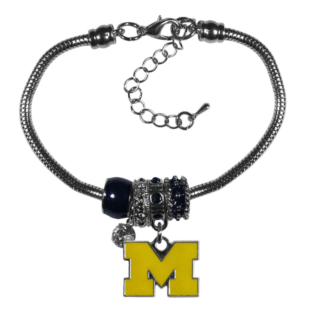 Jewelry Bracelet Euro Bead Michigan Wolverines Bracelet Euro Bead Style 754603658686