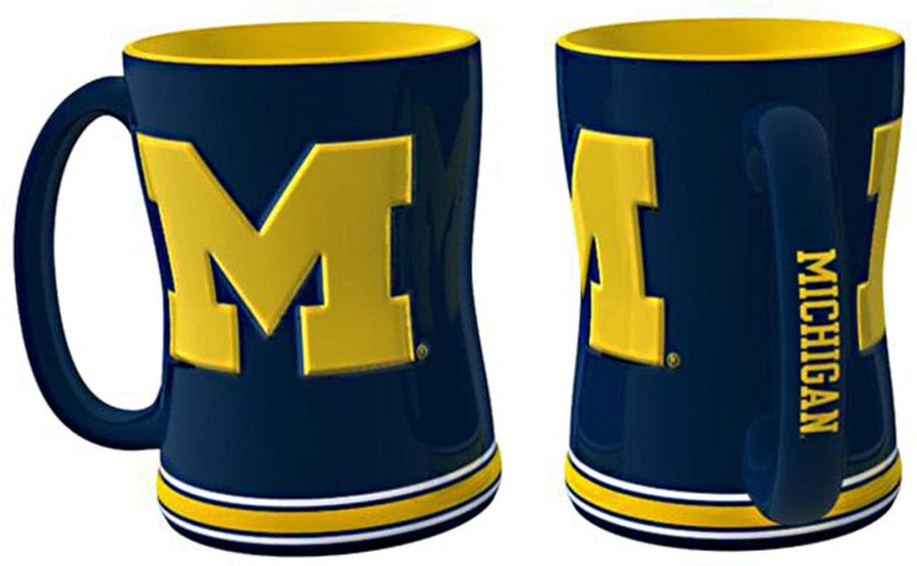 Drinkware Michigan Wolverines Coffee Mug 14oz Sculpted Relief Team Color 806293957041
