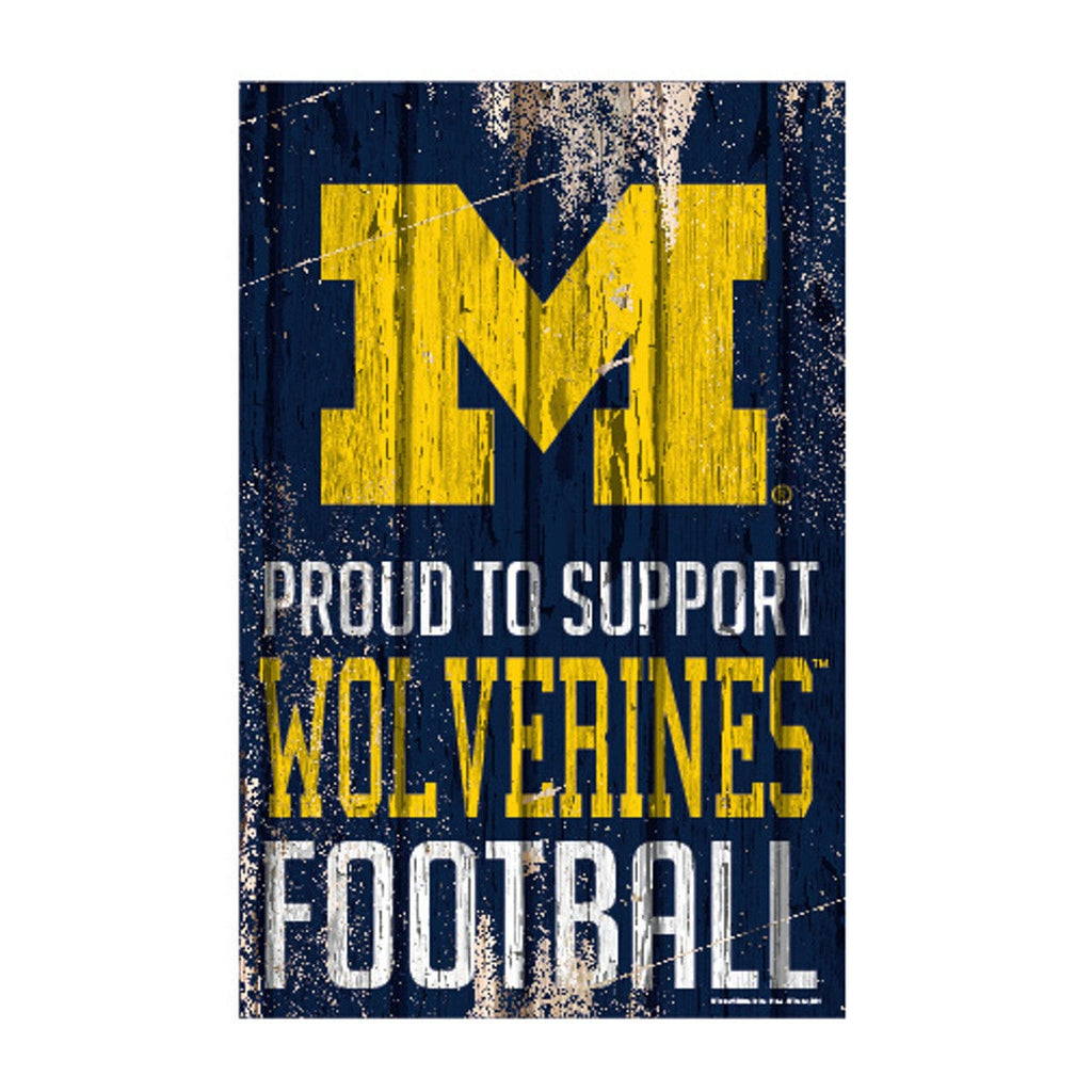 Sign 11x17 Proud To Support Michigan Wolverines Sign 11x17 Wood Proud to Support Design 032085796714