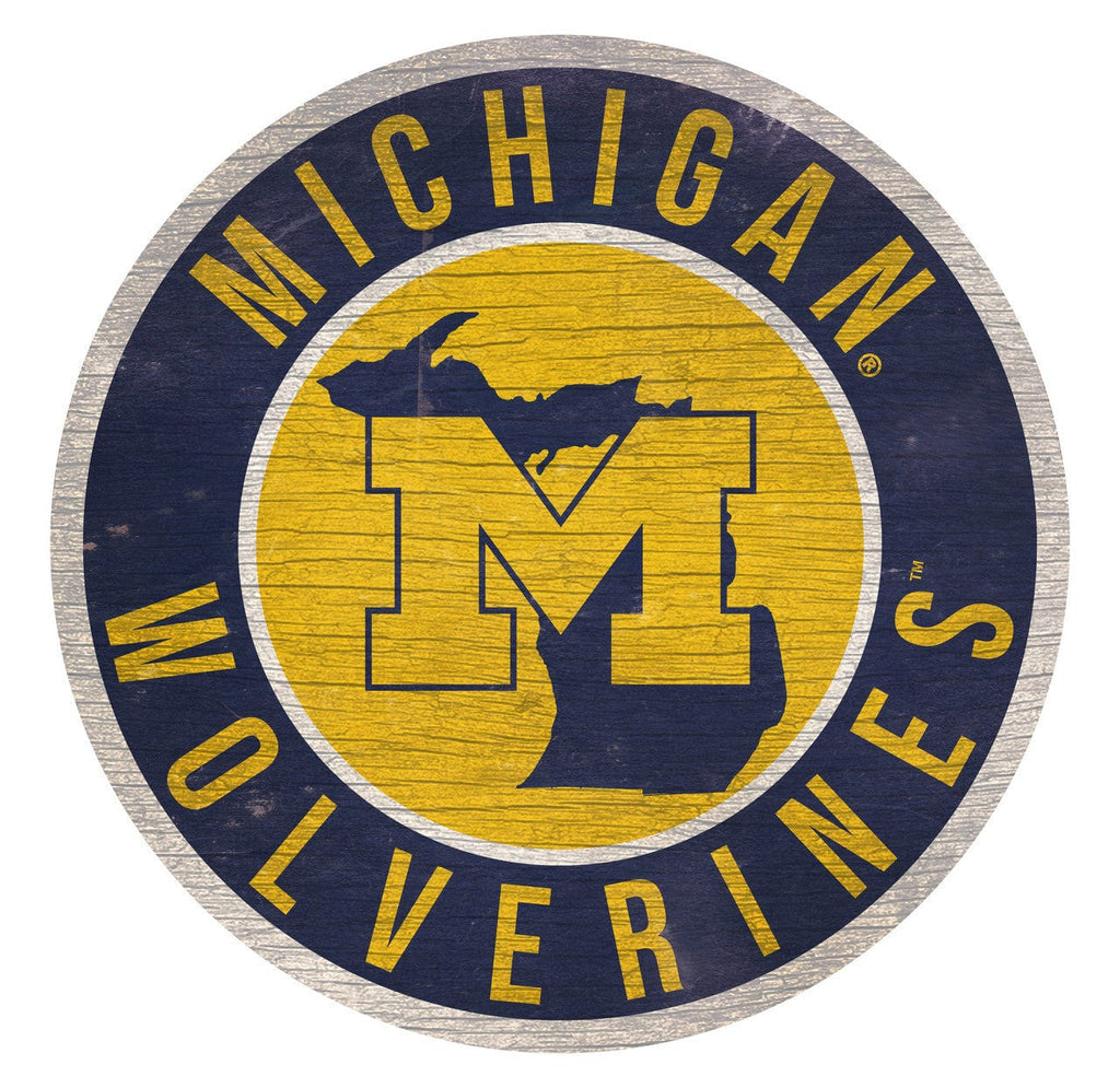 Sign 12 Round State Design Michigan Wolverines Sign Wood 12 Inch Round State Design 878460201691