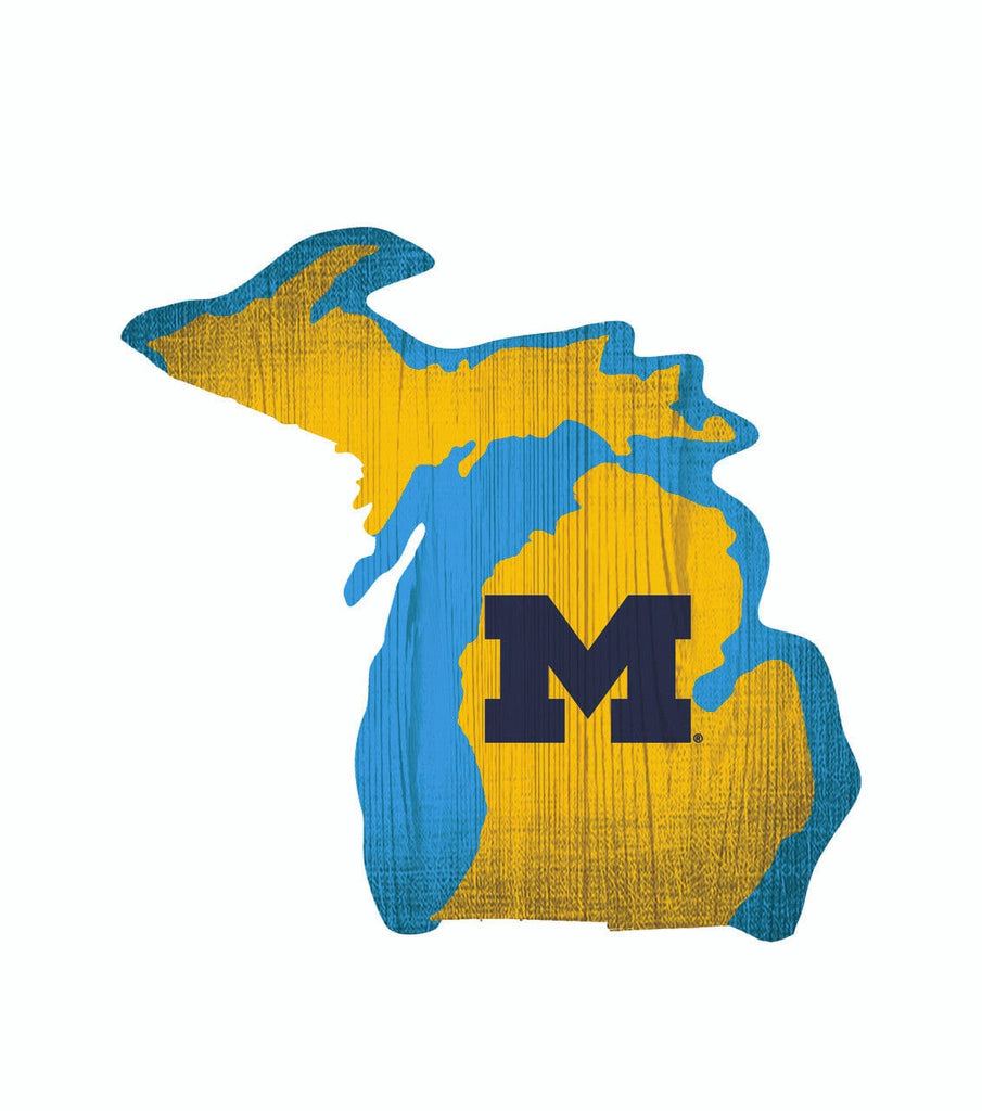 Sign 12 State Shape Michigan Wolverines Sign Wood 12 Inch Team Color State Shape Design 878460148842