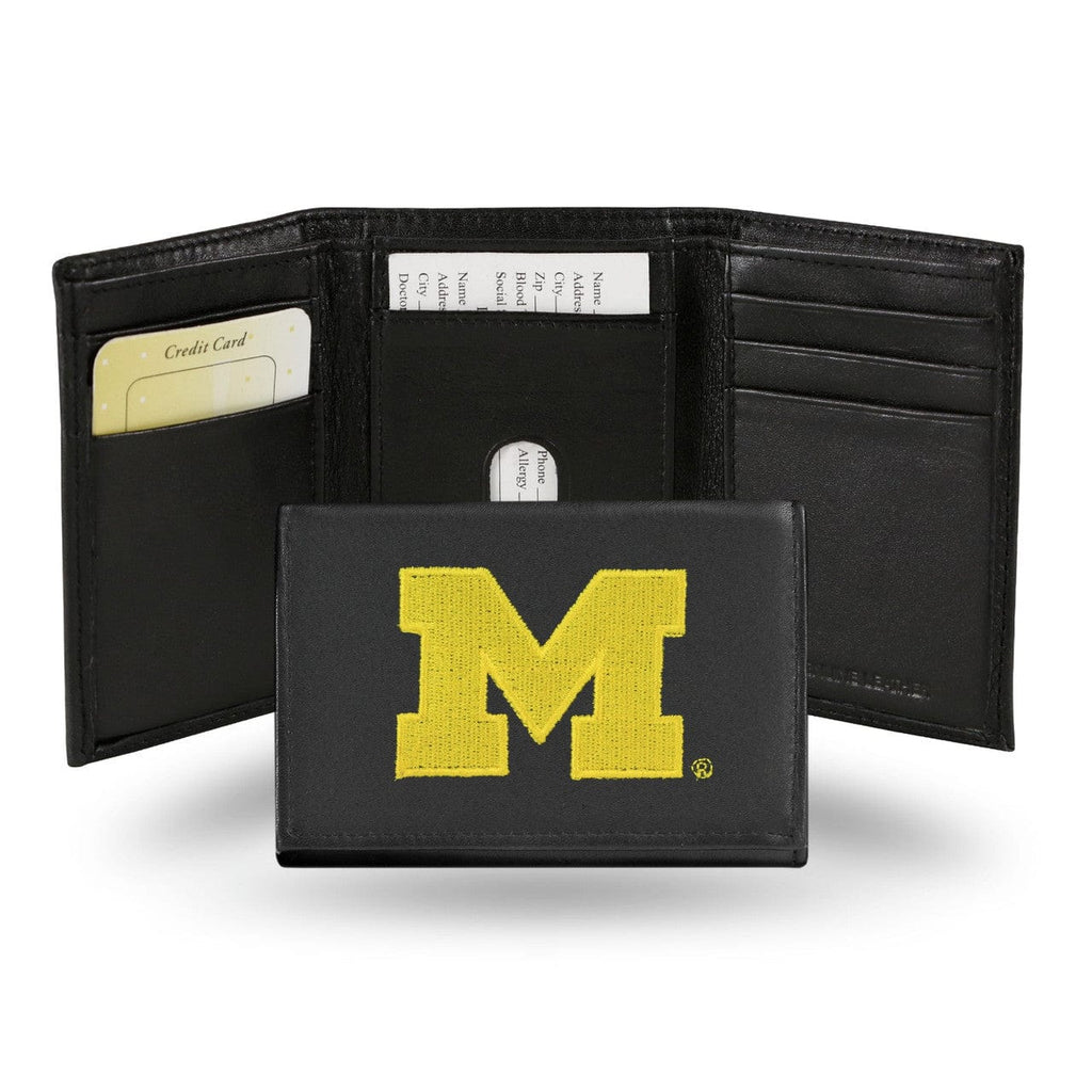 Wallet Leather Trifold Michigan Wolverines Wallet Trifold Leather Embroidered 024994235255