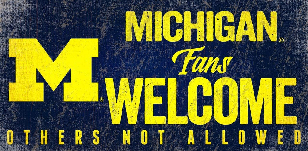 Sign 12x6 Fans Welcome Michigan Wolverines Wood Sign Fans Welcome 12x6 878460145537