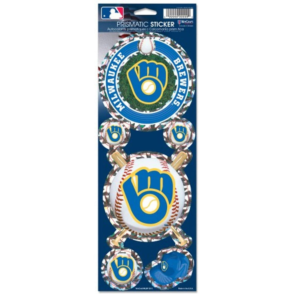 Decal 4x11 Die Cut Prismatic Milwaukee Brewers Decal 4x11 Die Cut Prismatic Style Retro Design - Special Order 032085195180