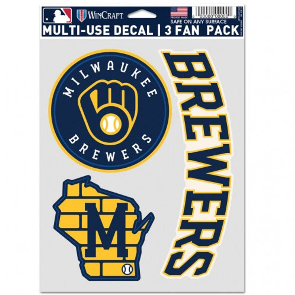 Fan Pack Decals Milwaukee Brewers Decal Multi Use Fan 3 Pack 194166069374