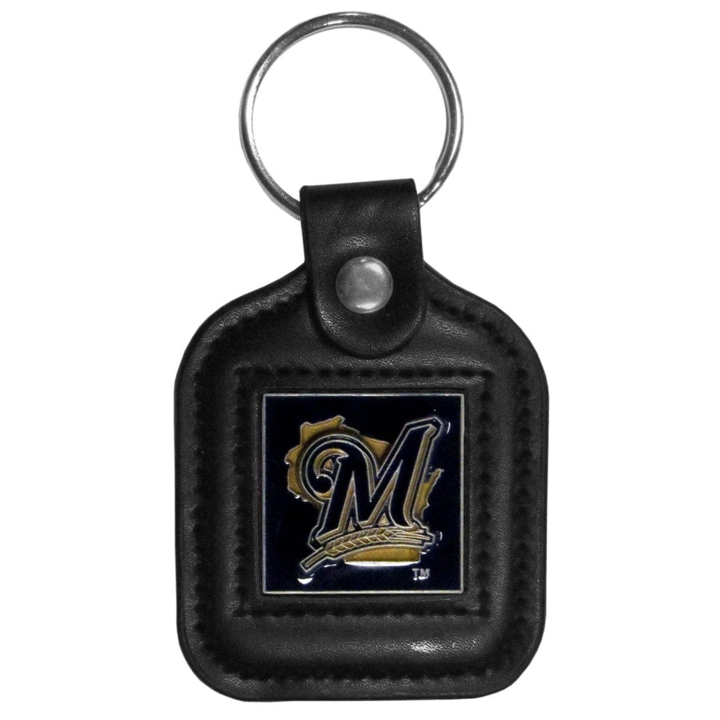 Milwaukee Brewers Milwaukee Brewers Key Ring Square Leather CO 754603220364