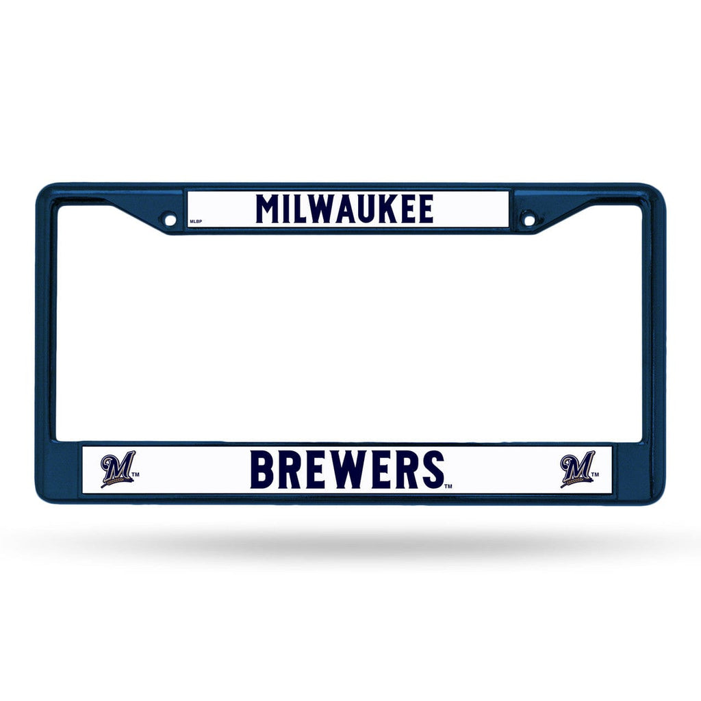 License Frame Metal Milwaukee Brewers License Plate Frame Metal Navy 094746965570