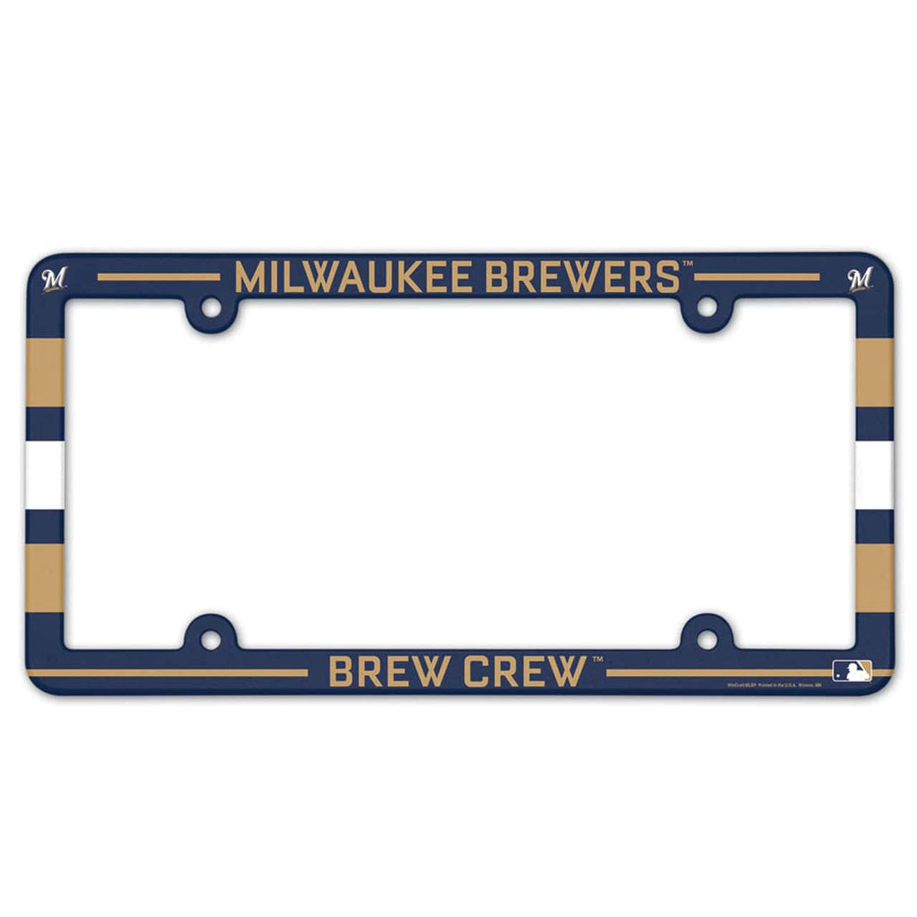 License Frame Plastic Milwaukee Brewers License Plate Frame Plastic Full Color Style 032085955418