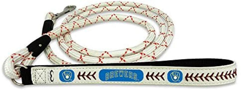 Pet Fan Gear Leash Milwaukee Brewers Retro Baseball Leather Leash - M 844214073128