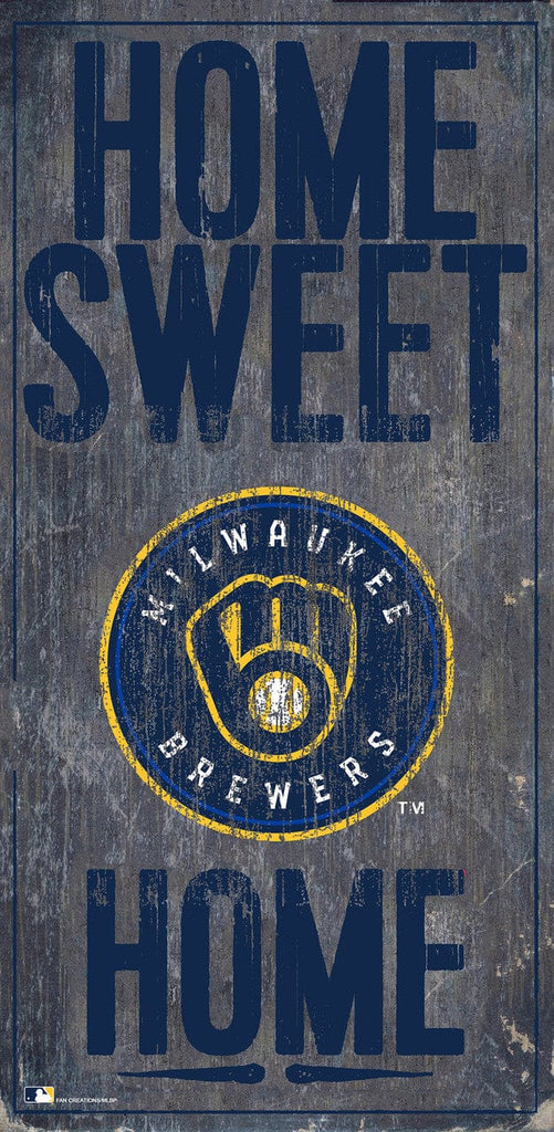Milwaukee Brewers Milwaukee Brewers Sign Wood 6x12 Home Sweet Home Design 878460247187