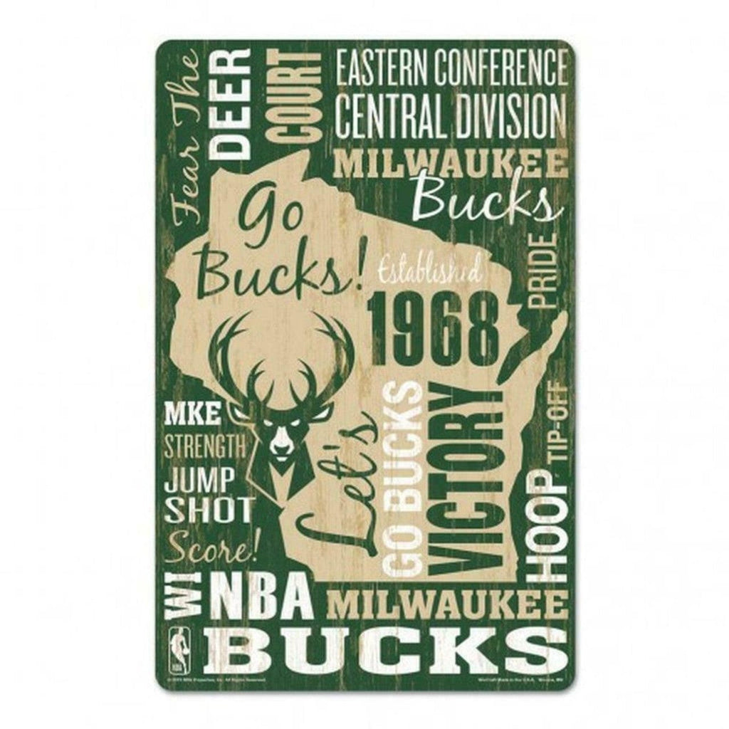 Sign 11x17 Established Home Milwaukee Bucks Sign 11x17 Wood Wordage Design 032085642240