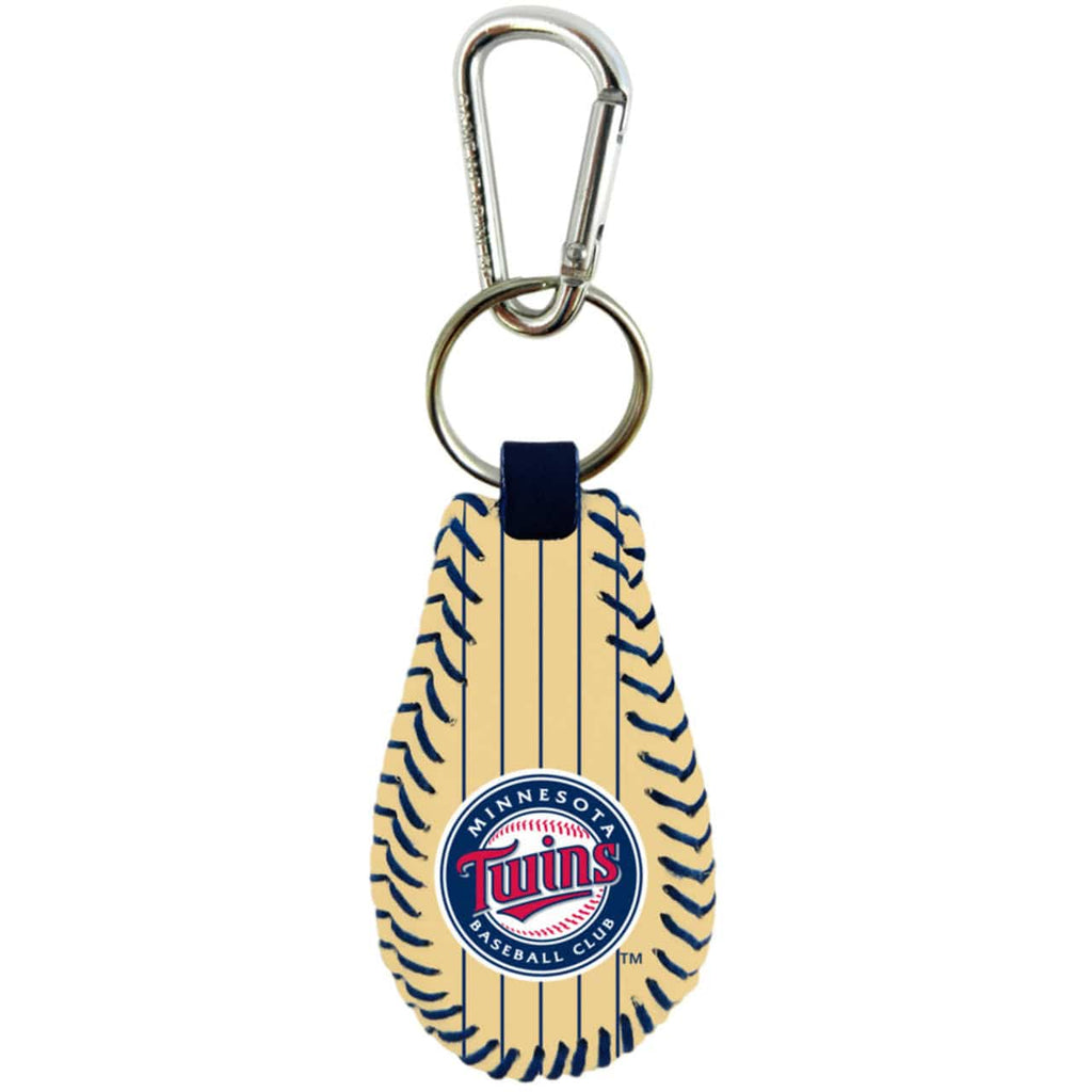 Minnesota Twins Minnesota Twins Keychain Classic Baseball Pinstripe Cream Leather Navy Thread CO 844214043534