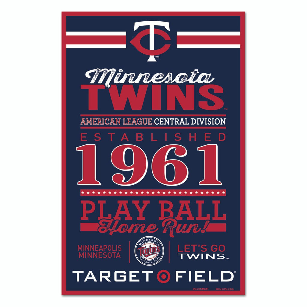 Sign 11x17 Established Home Minnesota Twins Sign 11x17 Wood Established Design 032085624864