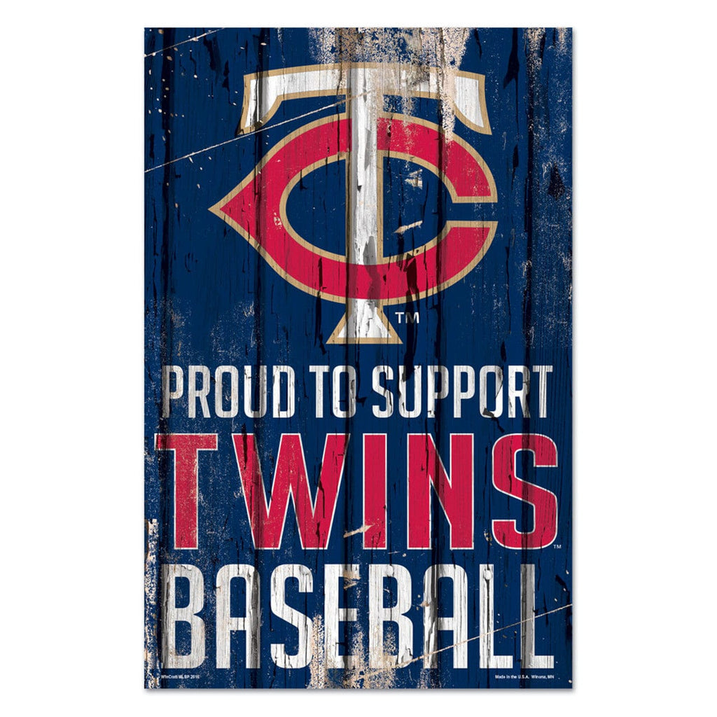 Sign 11x17 Proud To Support Minnesota Twins Sign 11x17 Wood Proud to Support Design 032085625489