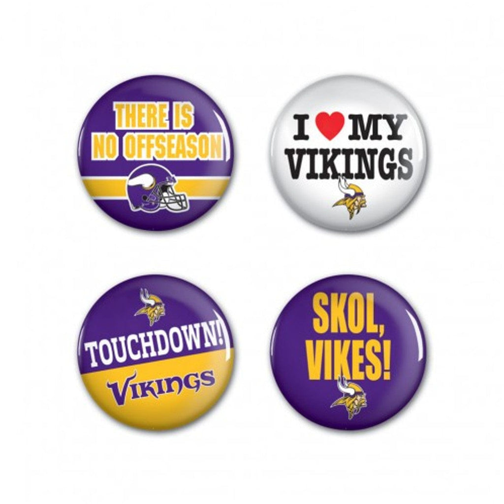 Button Minnesota Vikings Buttons 4 Pack 032085888235