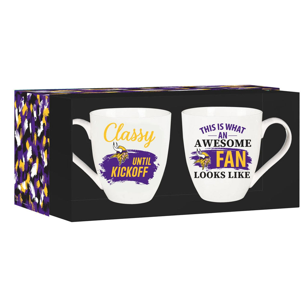 Boxed 17oz 2 Pack Minnesota Vikings Coffee Mug 17oz Ceramic 2 Piece Set with Gift Box 801946394419
