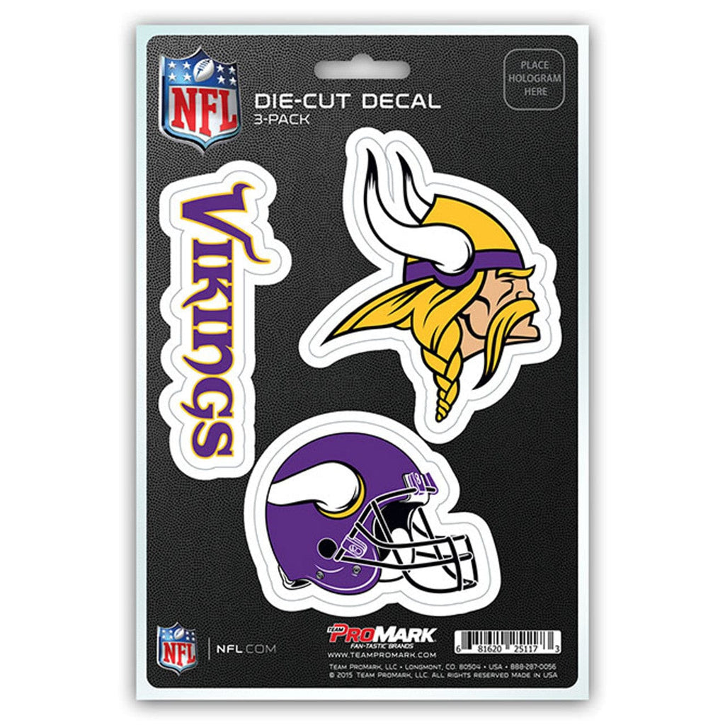 Decal Die Cut Teams 3 Pack Minnesota Vikings Decal Die Cut Team 3 Pack 681620251173