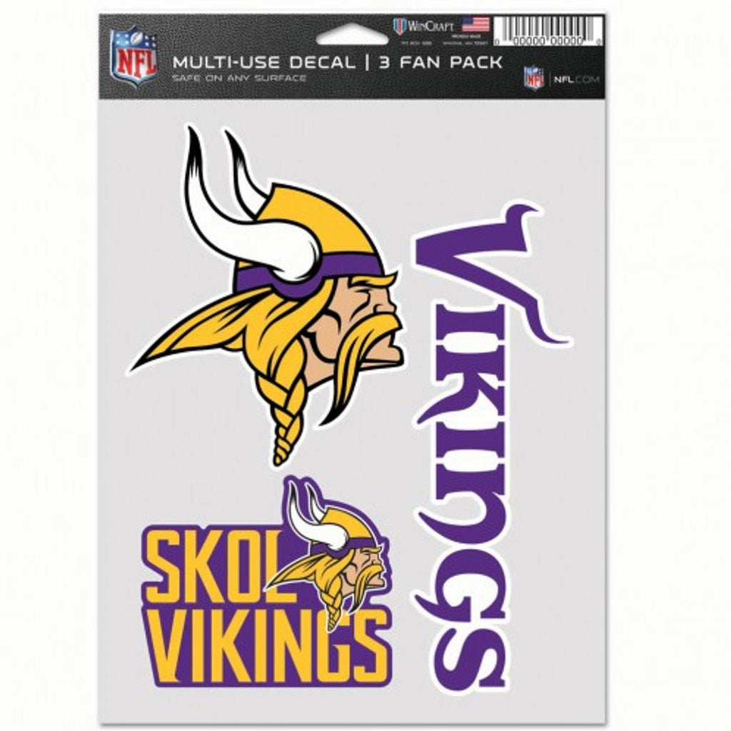 Fan Pack Decals Minnesota Vikings Decal Multi Use Fan 3 Pack 194166077669