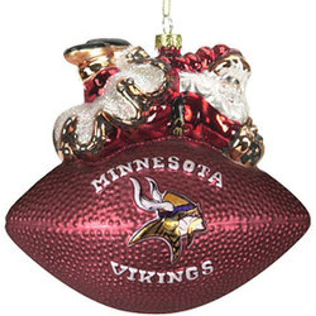 Minnesota Vikings Minnesota Vikings Ornament 5 1/2 Inch Peggy Abrams Glass Football CO 801946188773