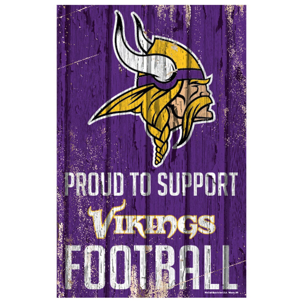 Sign 11x17 Proud To Support Minnesota Vikings Sign 11x17 Wood Proud to Support Design 032085881069