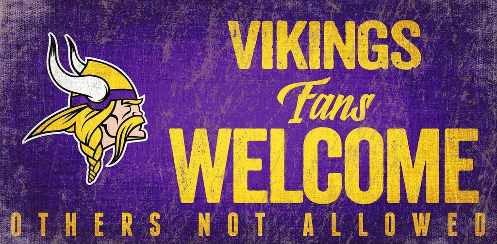 Sign 12x6 Fans Welcome Minnesota Vikings Wood Sign Fans Welcome 12x6 878460152689