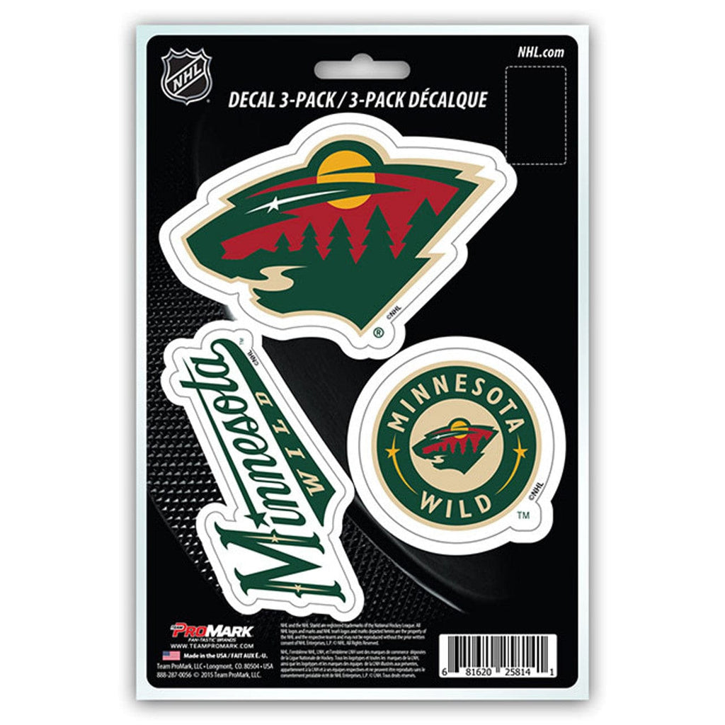 Decal Die Cut Teams 3 Pack Minnesota Wild Decal Die Cut Team 3 Pack 681620258141