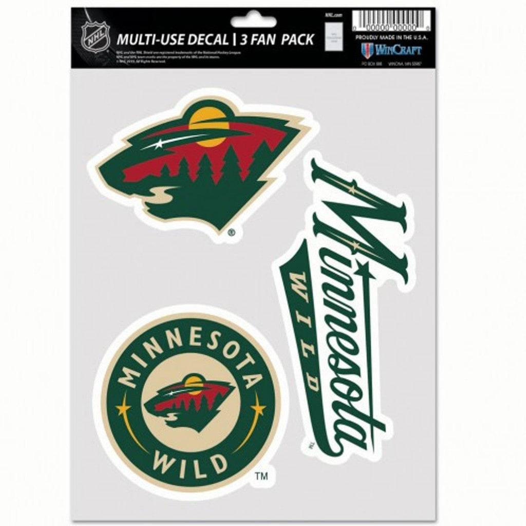 Fan Pack Decals Minnesota Wild Decal Multi Use Fan 3 Pack 194166074170