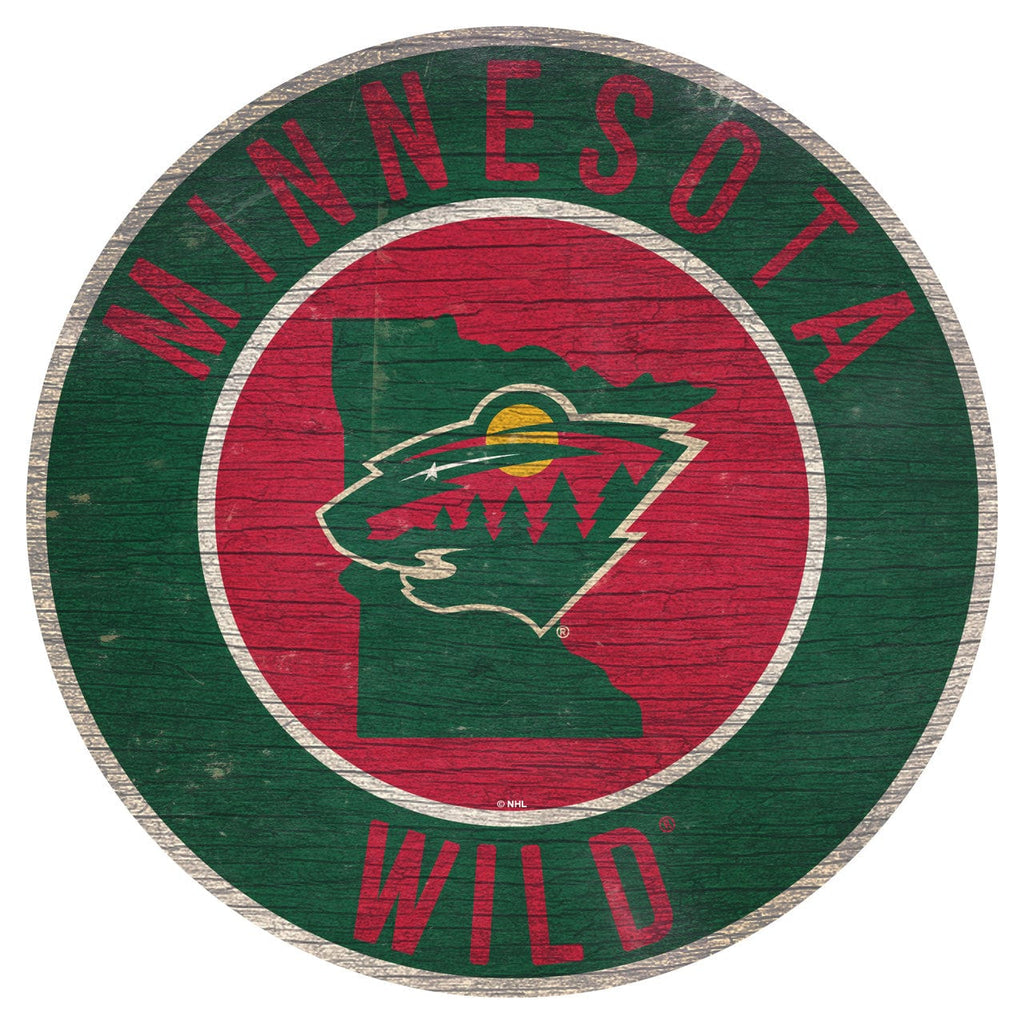 Minnesota Wild Minnesota Wild Sign Wood 12 Inch Round State Design 878460371356