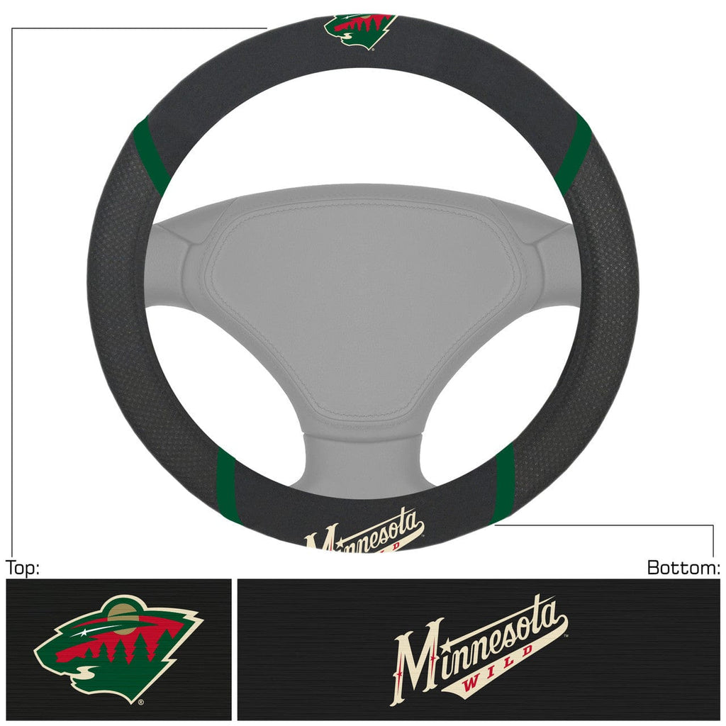 Steering Wheel Covers Mesh Minnesota Wild Steering Wheel Cover Mesh/Stitched 842989071813