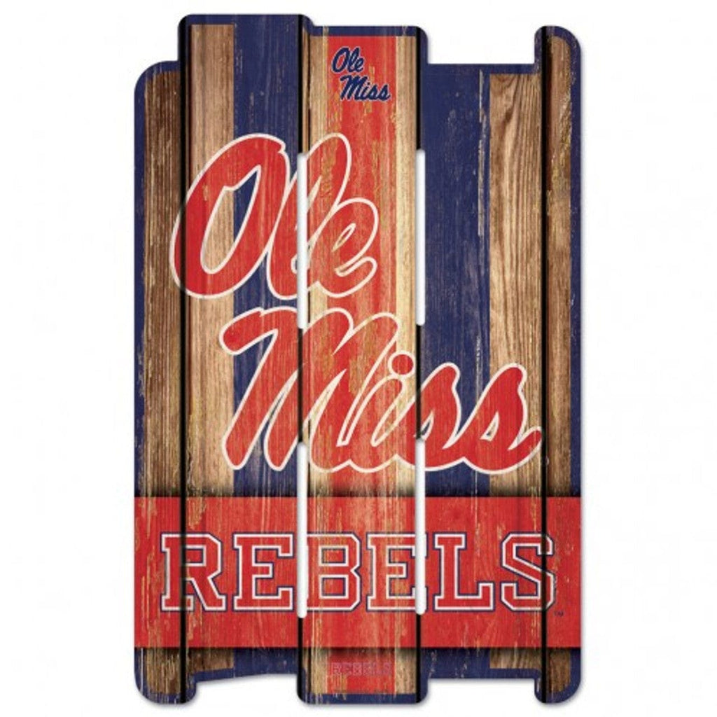 Sign 11x17 Fence Mississippi Rebels Sign 11x17 Wood Fence Style - Special Order 032085037947