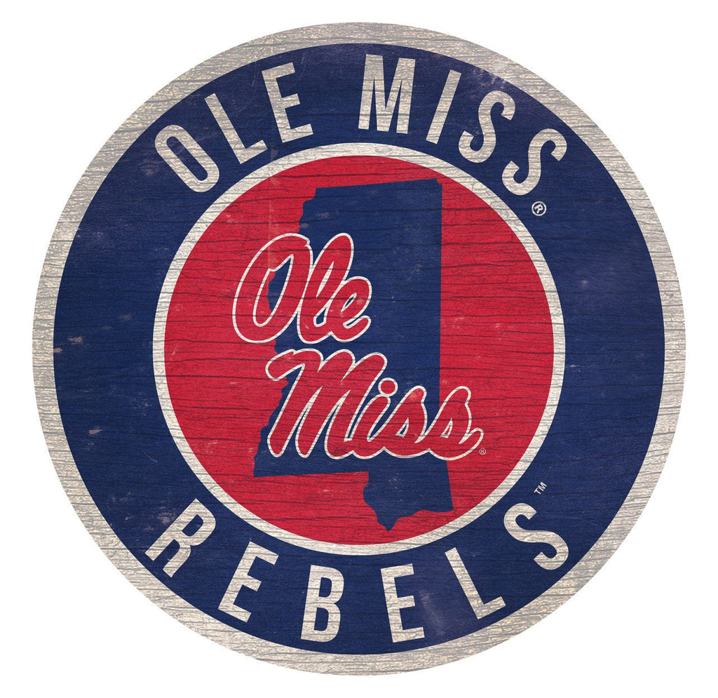 Sign 12 Round State Design Mississippi Rebels Sign Wood 12 Inch Round State Design - Special Order 878460201806