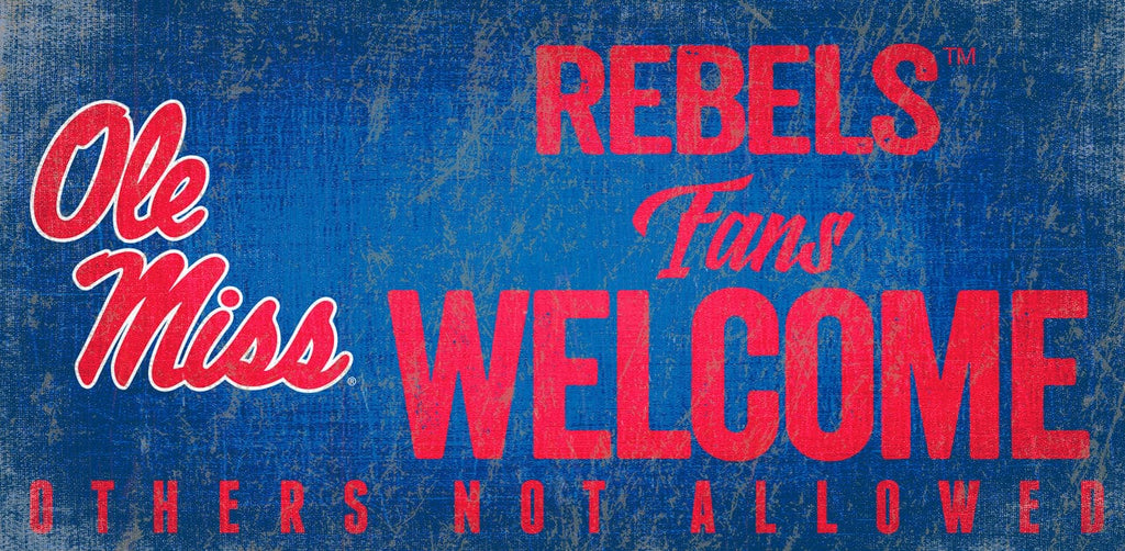 Sign 12x6 Fans Welcome Mississippi Rebels Wood Sign Fans Welcome 12x6 - Special Order 878460145643