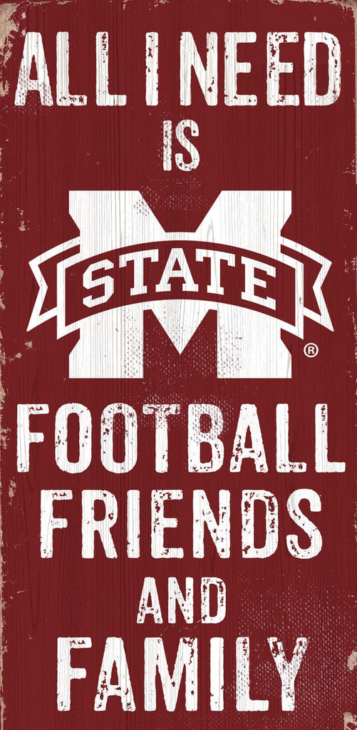 Sign 6x12 Friends and Family Mississippi State Bulldogs Sign Wood 6x12 Football Friends and Family Design Color - Special Order 878460174414