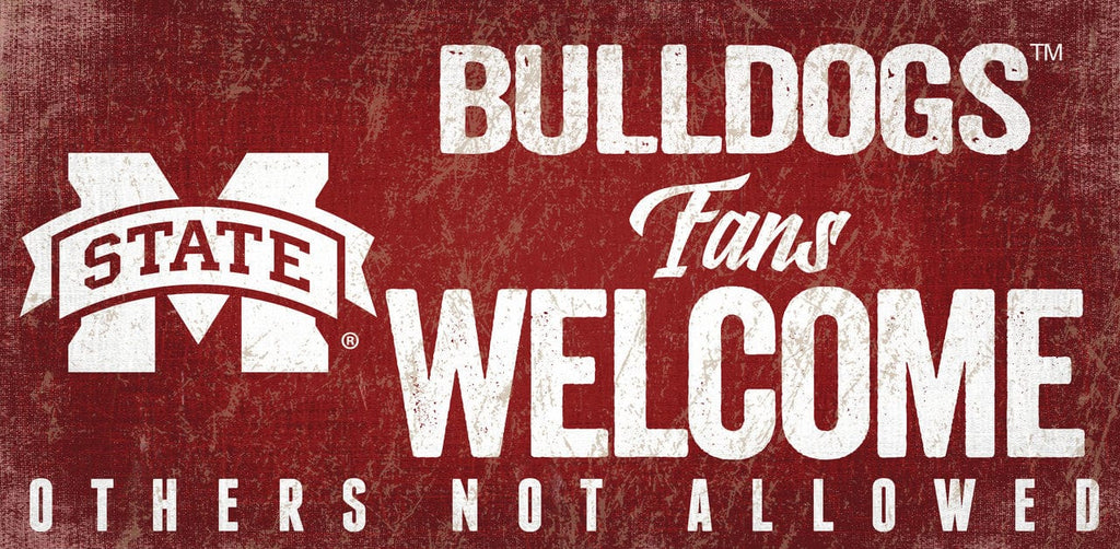 Sign 12x6 Fans Welcome Mississippi State Bulldogs Wood Sign Fans Welcome 12x6 - Special Order 878460145568